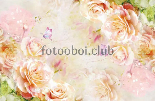 розы, цветы, бабочки, букет, дизайнерские, светлые, нежные